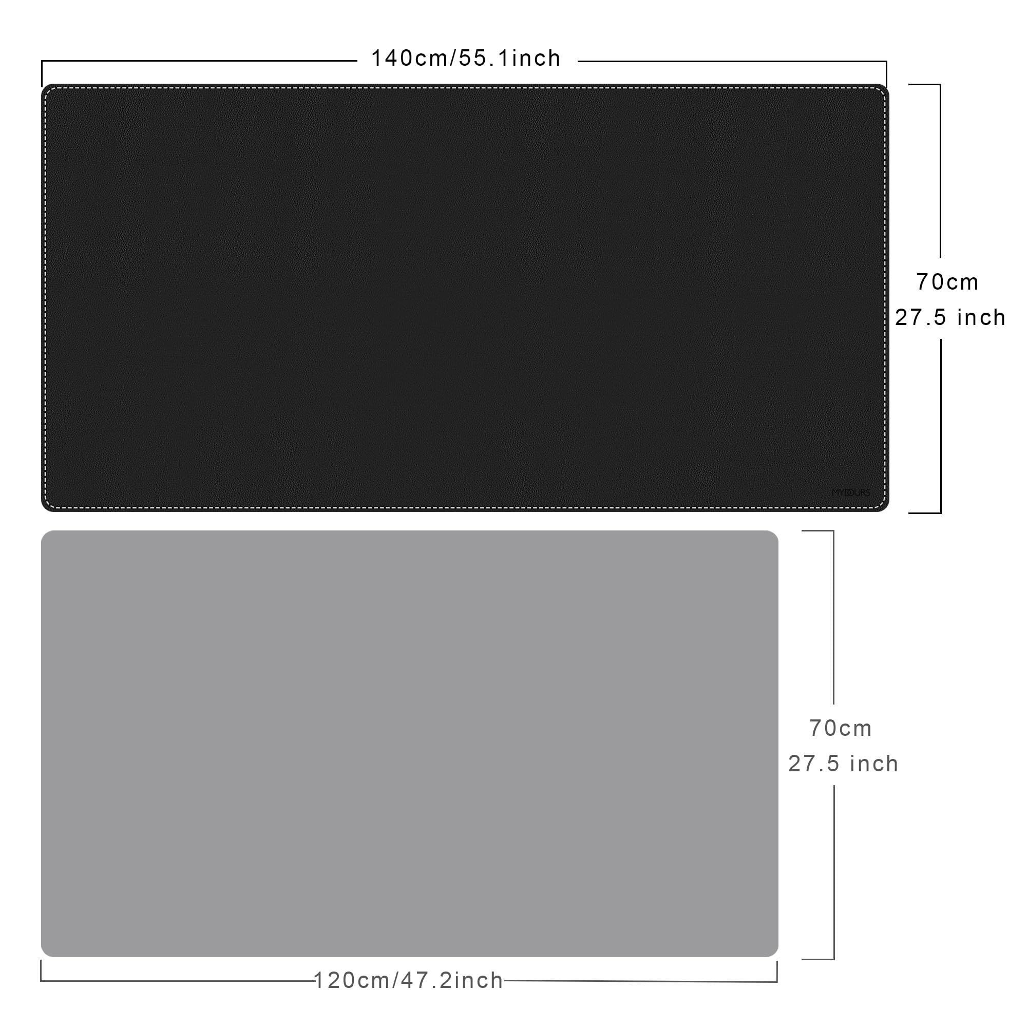 Mydours Pad per Scrivania Multifunzionale in Pelle PU, 140x70cm Tappetino per Mouse da Gaming Grande, Sottomano Scrivania Impermeabile per Ufficio e Casa (Nero)