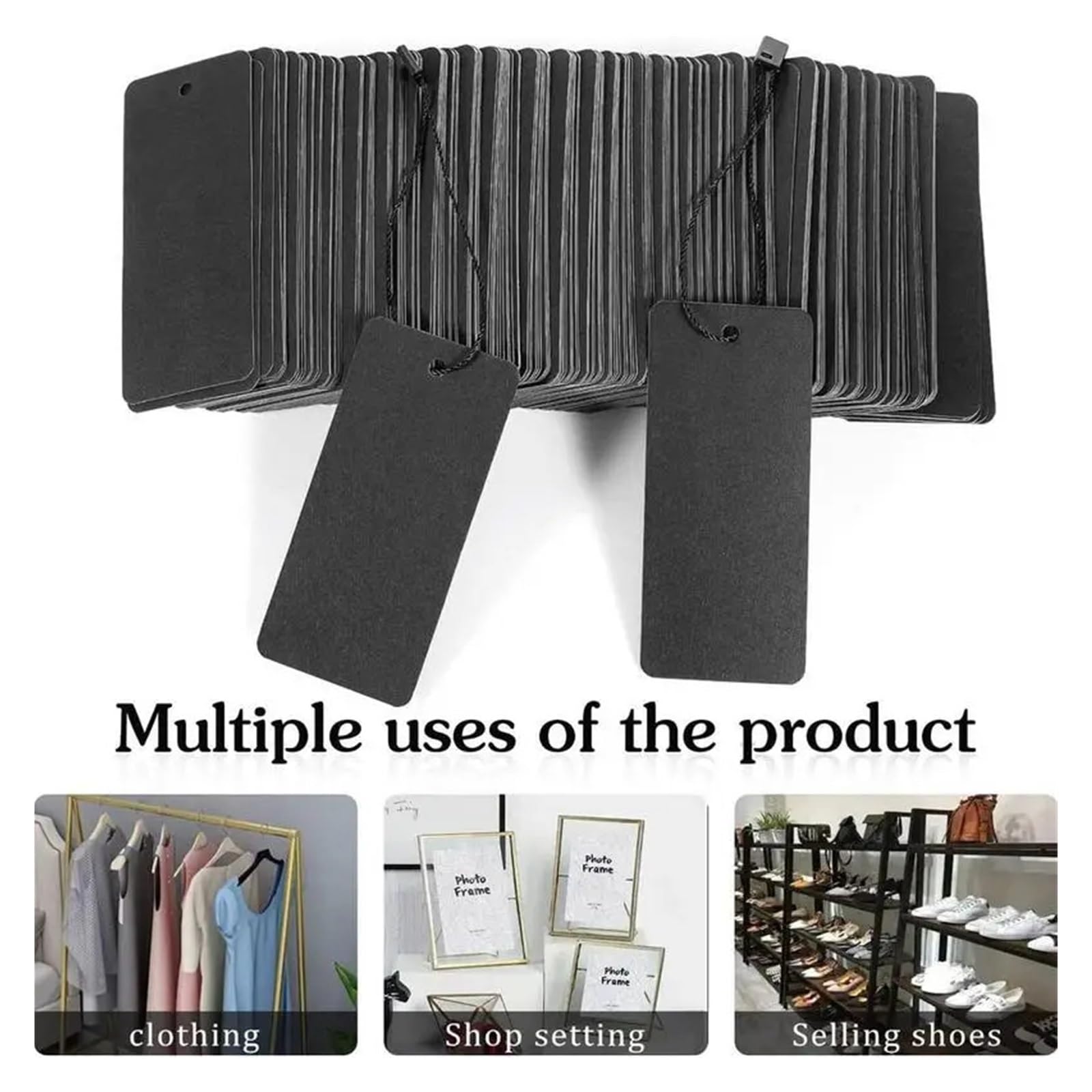 Lot de 600 étiquettes de prix avec ficelle attachée - 200 étiquettes vierges en papier cartonné inscriptible pour marquage des marchandises