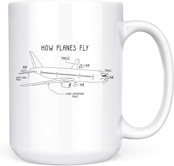 Artisan Owl How Planes Fly Airplane Mug - Funny Pilot Aviation 15 oz Double-Sided Coffee Cup Gift for Pilots, Engineers, Plane Flight Instructors, Airline & Navy Pilots