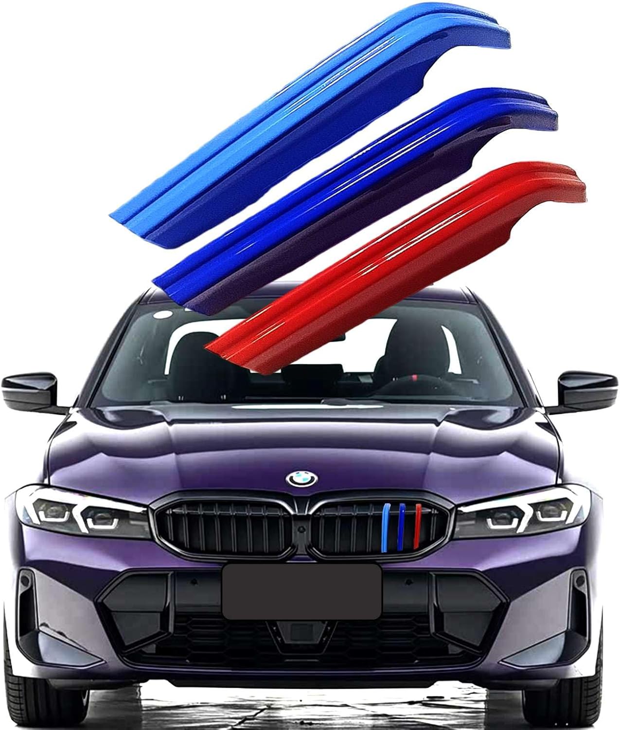 3-Color M Performance Clips for 25-up BMW 3"G20LCI Fit 320i 325i 330e 330i M340i 2025 2026 Stripe Grill Kidney Front Grille Trim Insert