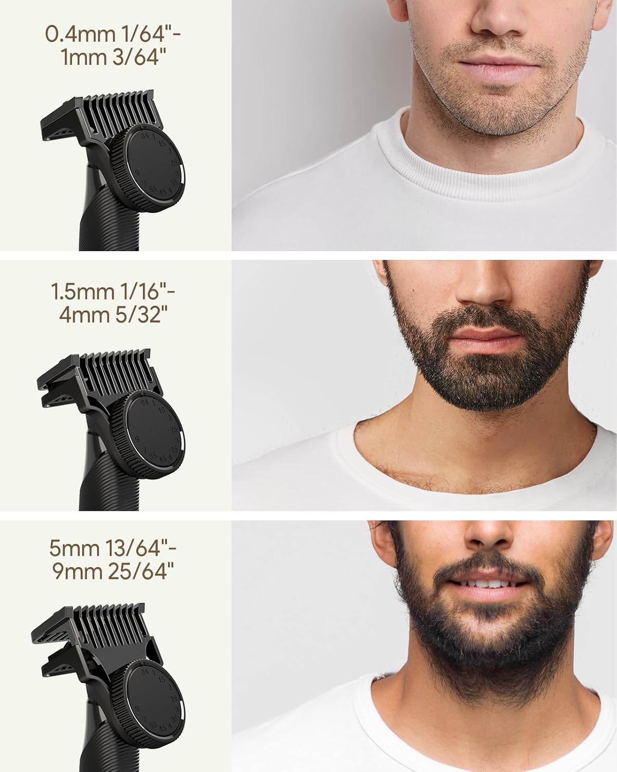 Xpert T Styling Electric Shavers for Face, Beard Trimmer & Body Groomer Kit, Fast Charging Razor with 0.4-9mm Adjustable Comb 2 Body Guards, Portable for Travel Wet/Dry Use Type-C Cordless Black - Image 6