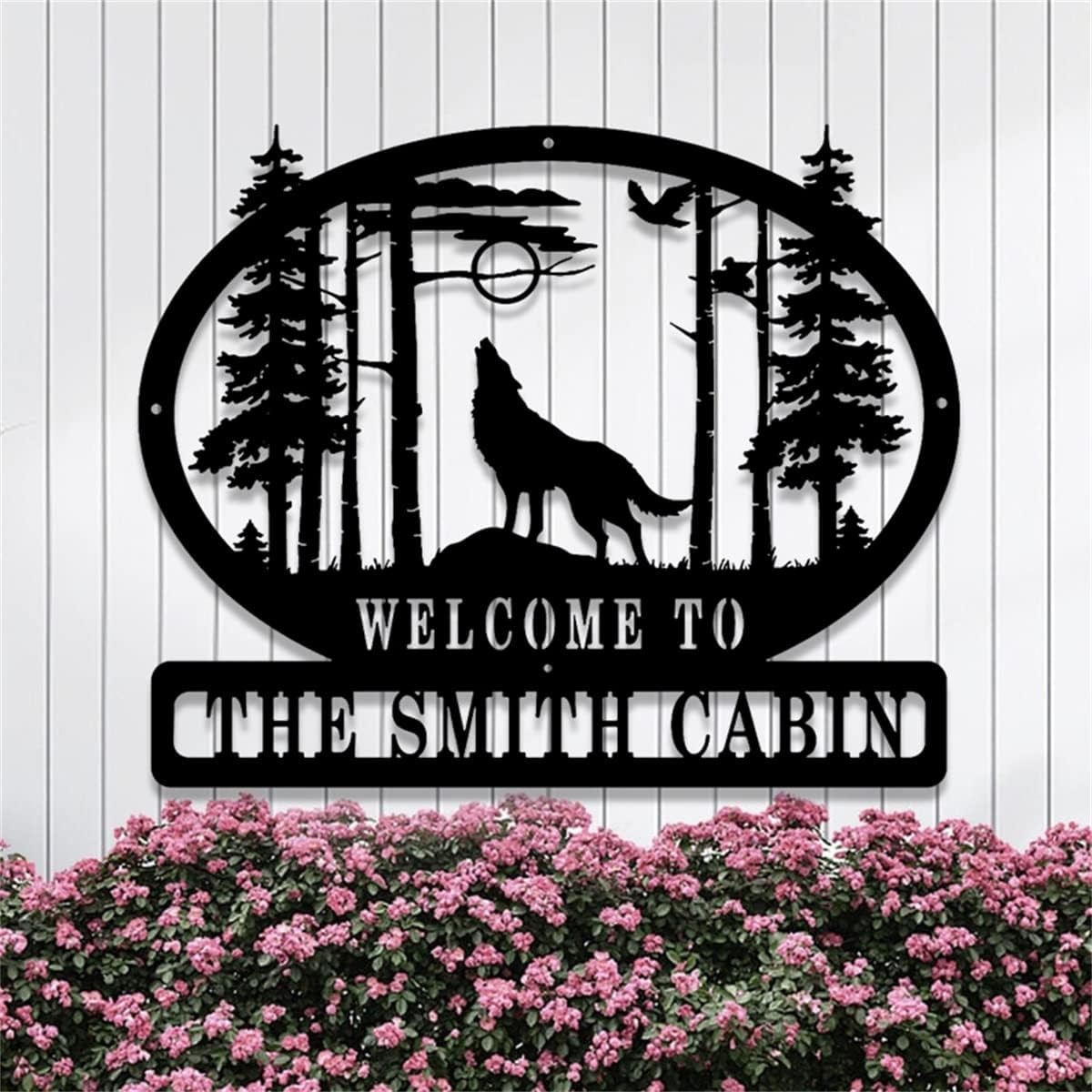 Personalized Metal Sign - Customized Wolf Outdoor Wall Decor for Campsite or Patio, Wolf Gifts