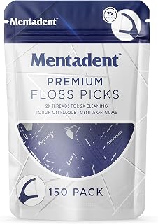Premium Floss Picks, Double Thread Floss Picks with Built in Toothpicks - 150 Count