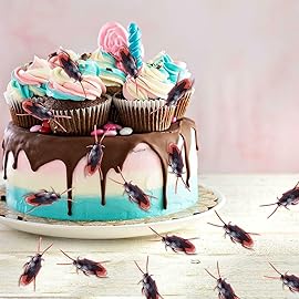 Ksquares Prank Fake Roaches, Favorite Trick Joke Toys Look Real, Scary Insects Realistic Plastic Bugs, Novelty Cockroach for Party, Christmas, Halloween (5)