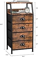 Vista 11 de Cómoda con 4 cajones, torre de almacenamiento de tela para dormitorio, cajones de almacenamiento de ropa blanca, organizador vertical de armario