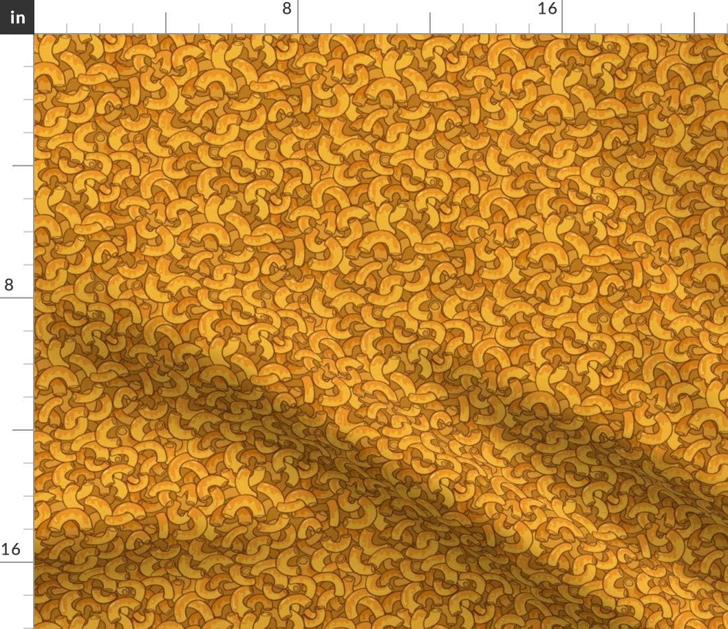 Spoonflower Fabric - Macaroni and Cheese, Food, Fun, Orange, Kitchen, Pasta, Noodle, Printed on Petal Signature Cotton Fabric Fat Quarter - Sewing Quilting Apparel Crafts Decor