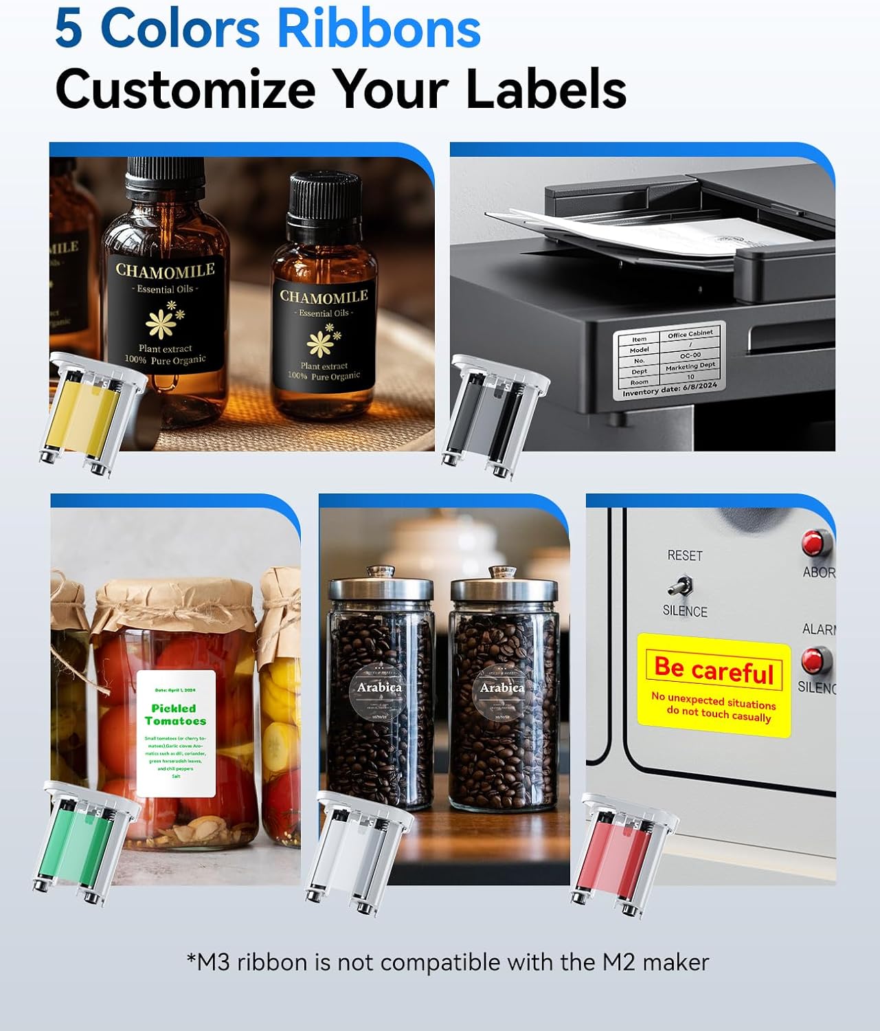 NIIMBOT M3 Label Maker with various color ribbons