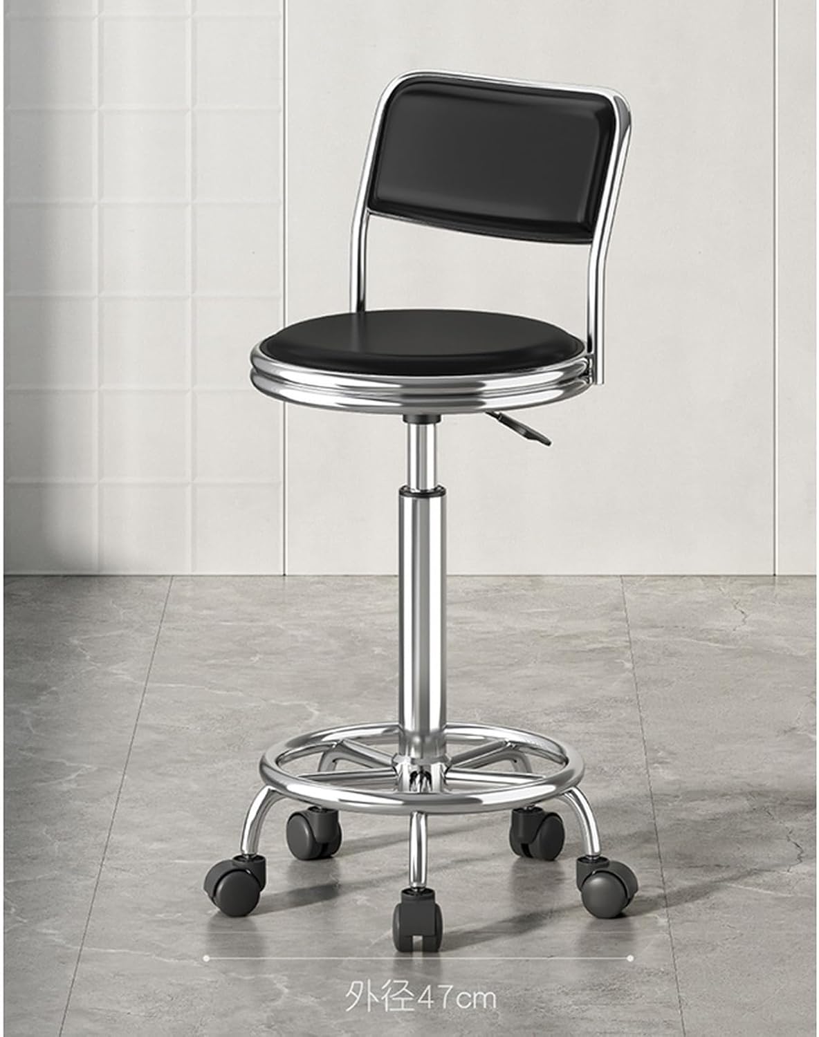 THLD 作業椅子 回転いす昇降式 ブラック36 キャスター付き スツール オフィススツール スツール 背もたれ付き 背もたれ 68