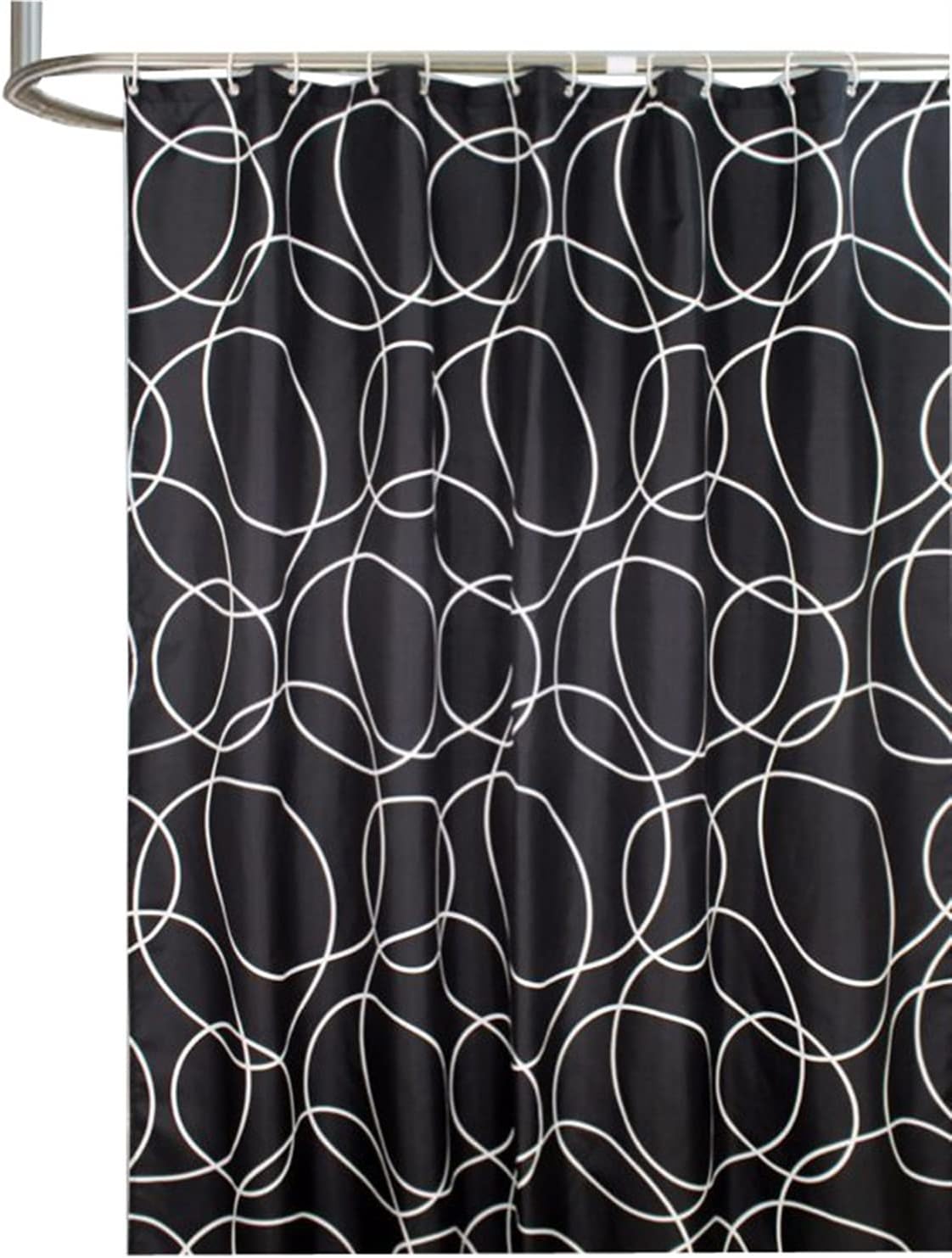 Shower Curtain Liner – Black Bath Curtain White Circle Pattern Shower Curtains Thickened Polyester Bath Curtain with 12 Pcs Hooks (Size : 180 * 180cm) (OneColor 120 * 180cm)