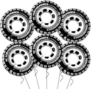 Large Wheel Balloons Birthday Decorations - 6pcs 30inch Tire Balloons Race Car Wheel Foil Balloon for Race Car Theme Party Decorations Supplies