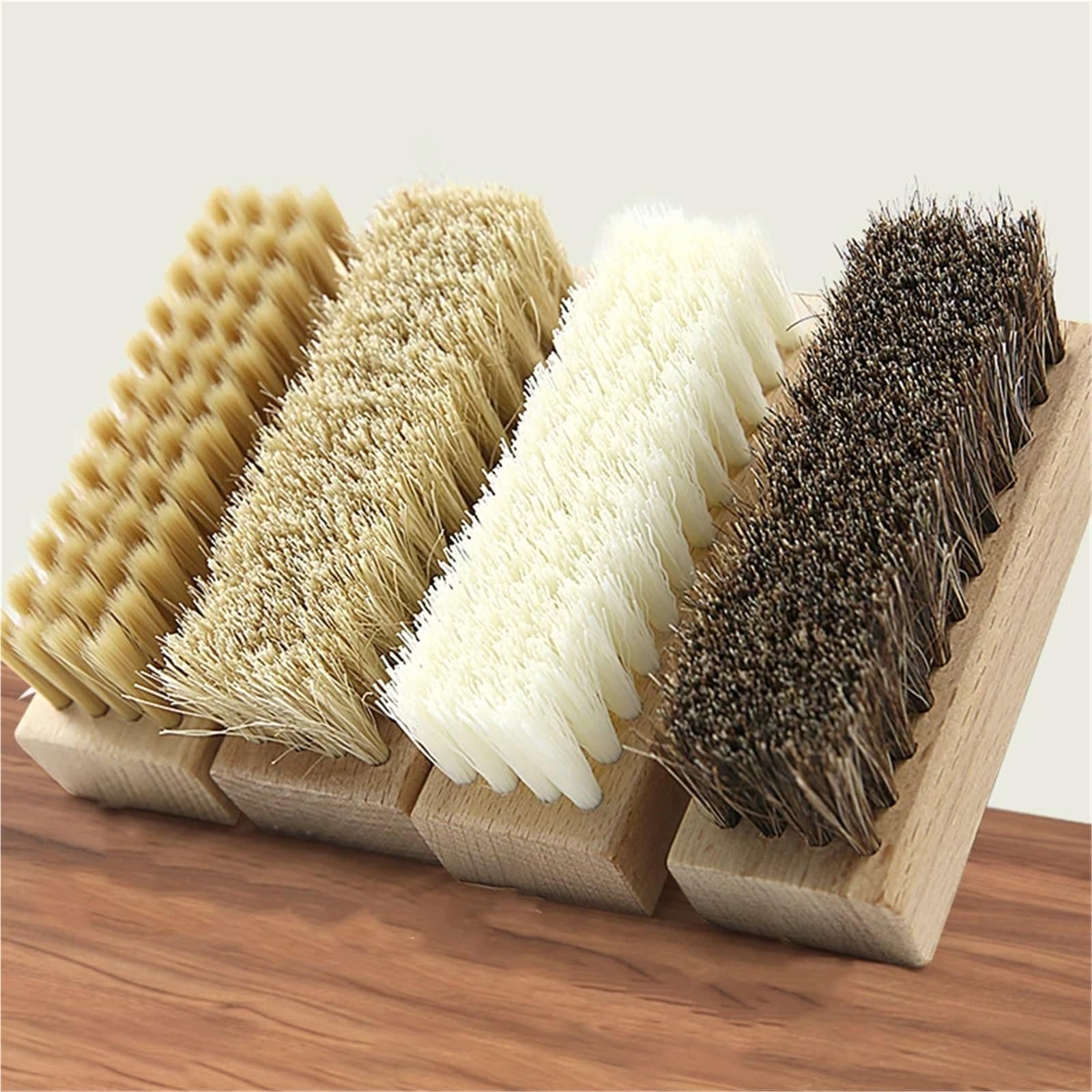 Borsten Schuhbürste for Hausschuhe Sneaker Bürste Schuhe Reinigungsbürsten Boot Pinsel Reiniger Holz Griff Schuhbürste Schuhbürste(Color 4)
