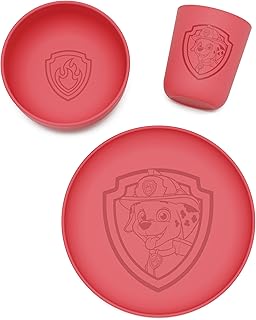Lalo PAW Patrol Dinnerware Sets for Toddlers and Kids - Dishwasher Safe Tableware, BPA Free, Kids Dishes - Includes Bowl, Plate & Cup - 3 Pieces - Marshall