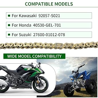 Gold 420 X-Ring Chain 78 Links - Universal Fit for Honda, Kawasaki, Suzuki