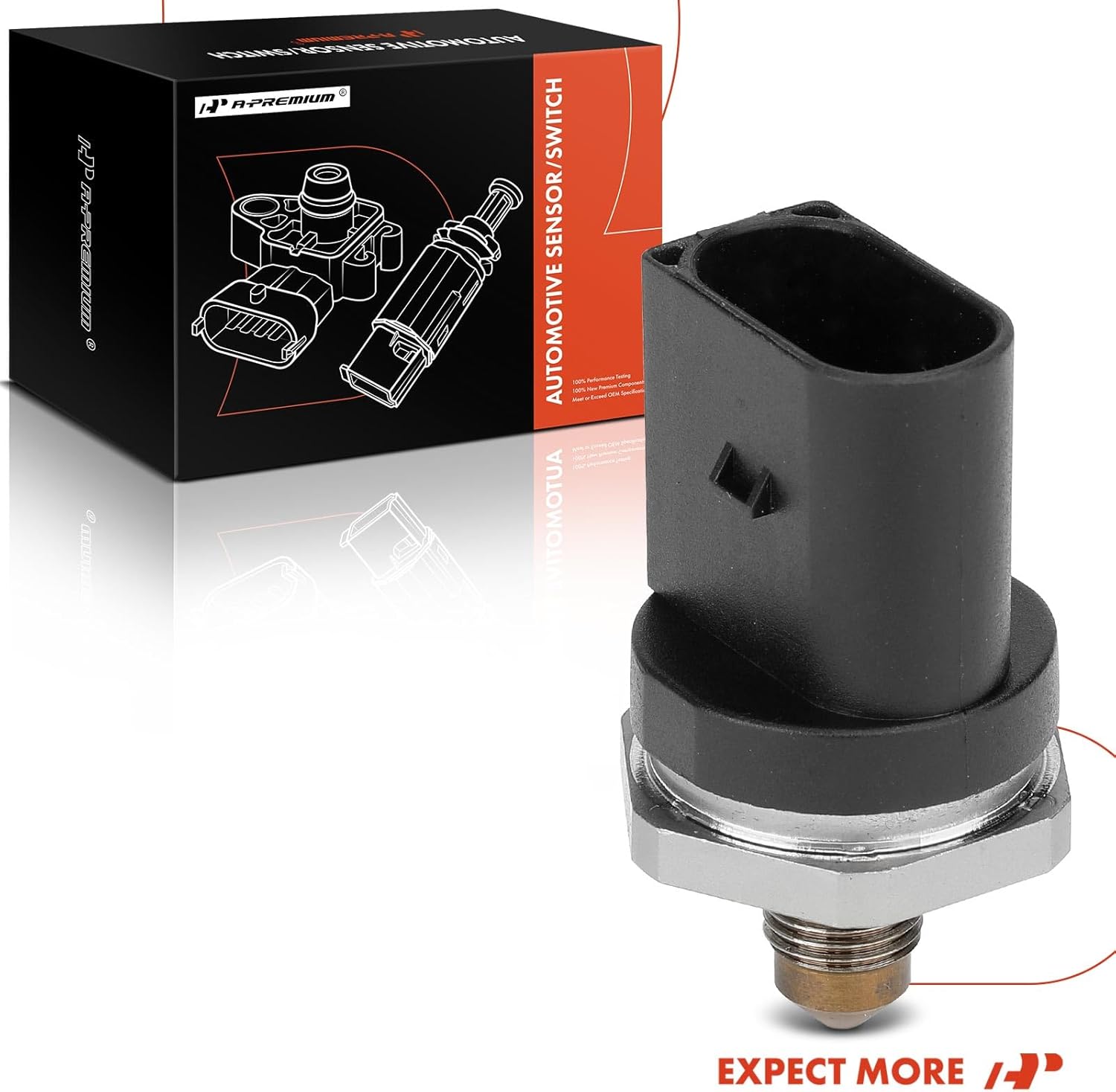 A-Premium Fuel Injection Pressure Sensor [3 Pins] Compatible with BMW 335i, 335i xDrive, X5, 535i, 535i xDrive, 550i, 550i GT, 550i GT xDrive, 550i xDrive, 740i, 740Li, 750i & Mini & Rolls-Royce