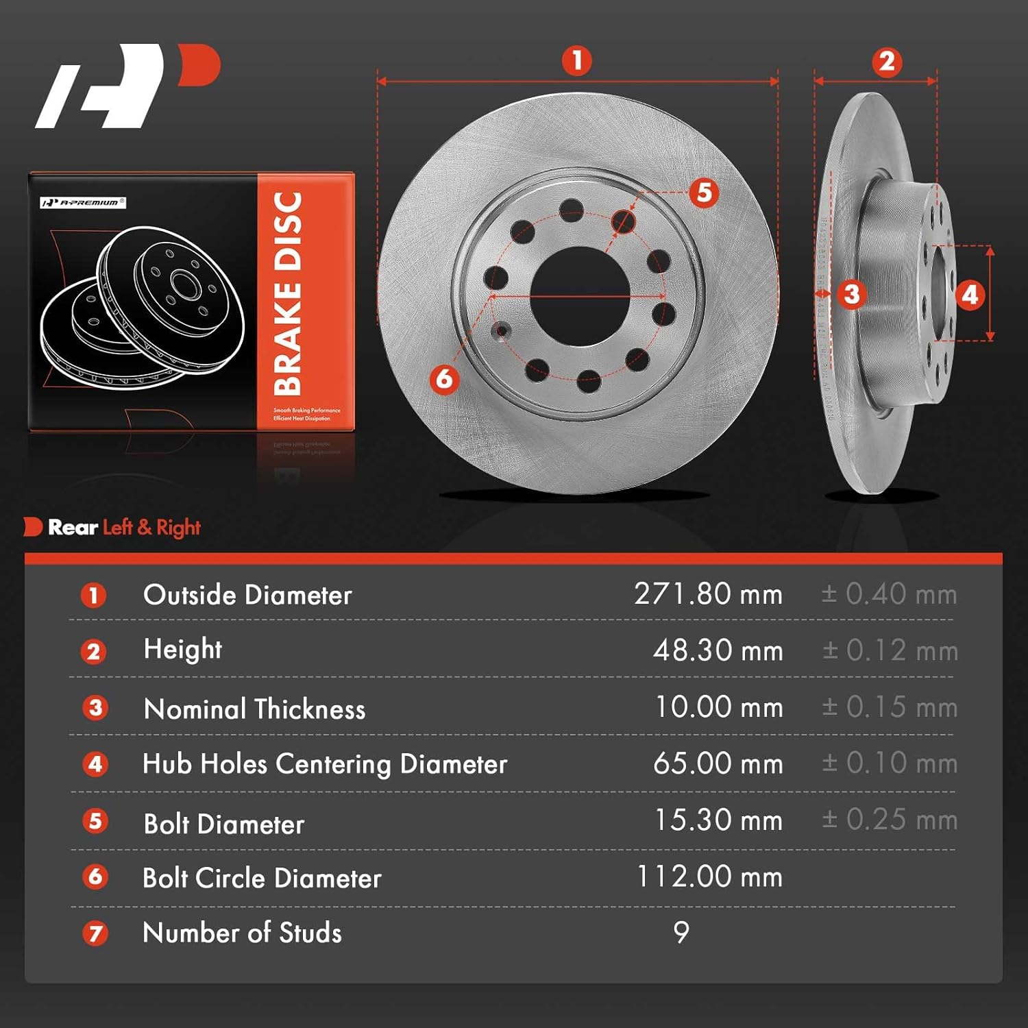 A-Premium 11.02 inch (280 mm) Front Vented Disc Brake Rotors Compatible with Select Volkswagen models - Jetta 2011 2012 2013 2014 2015, 2-PC Set