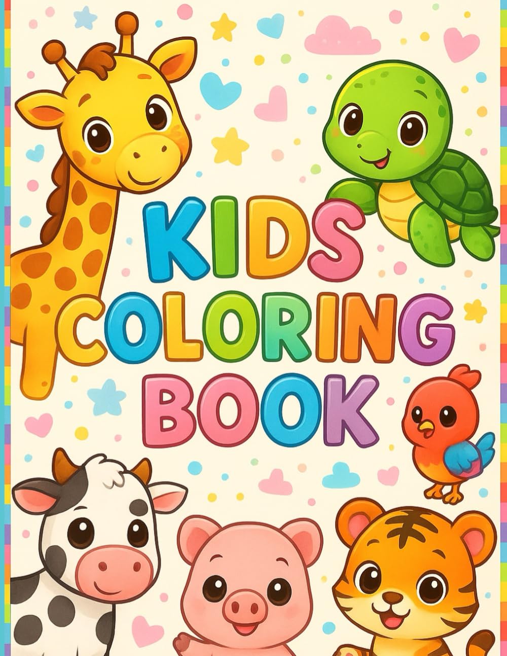 Cute Animals Fun Coloring Book for Kids Ages 3-6: Simple, Fun, and Easy-to-Color Animal Pictures for Kids Ages 3–6