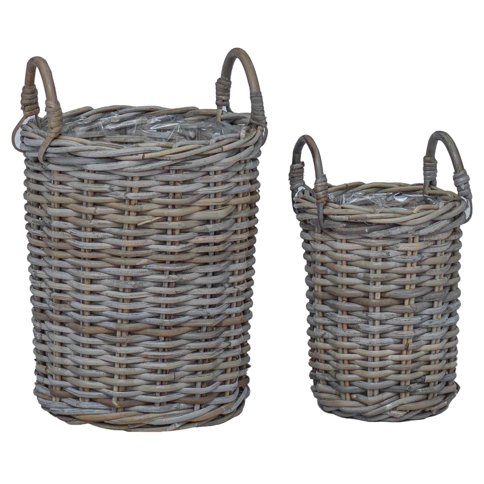 Cesto per Piante con archiviazione 2 PCS Grigio Rattan Kubu, Casa e Giardino,Arredo,Cesti, 2.18kg-42020957