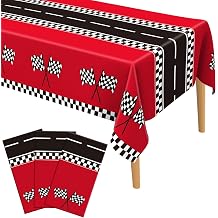 Slergut Race Car Birthday Party Decorations, 3 Pack Racing Car Tablecloth Checkered 54"x108", Race Cars Decorations Party Supplies Favors, Cars Birthday Decoration for Boys Baby Shower