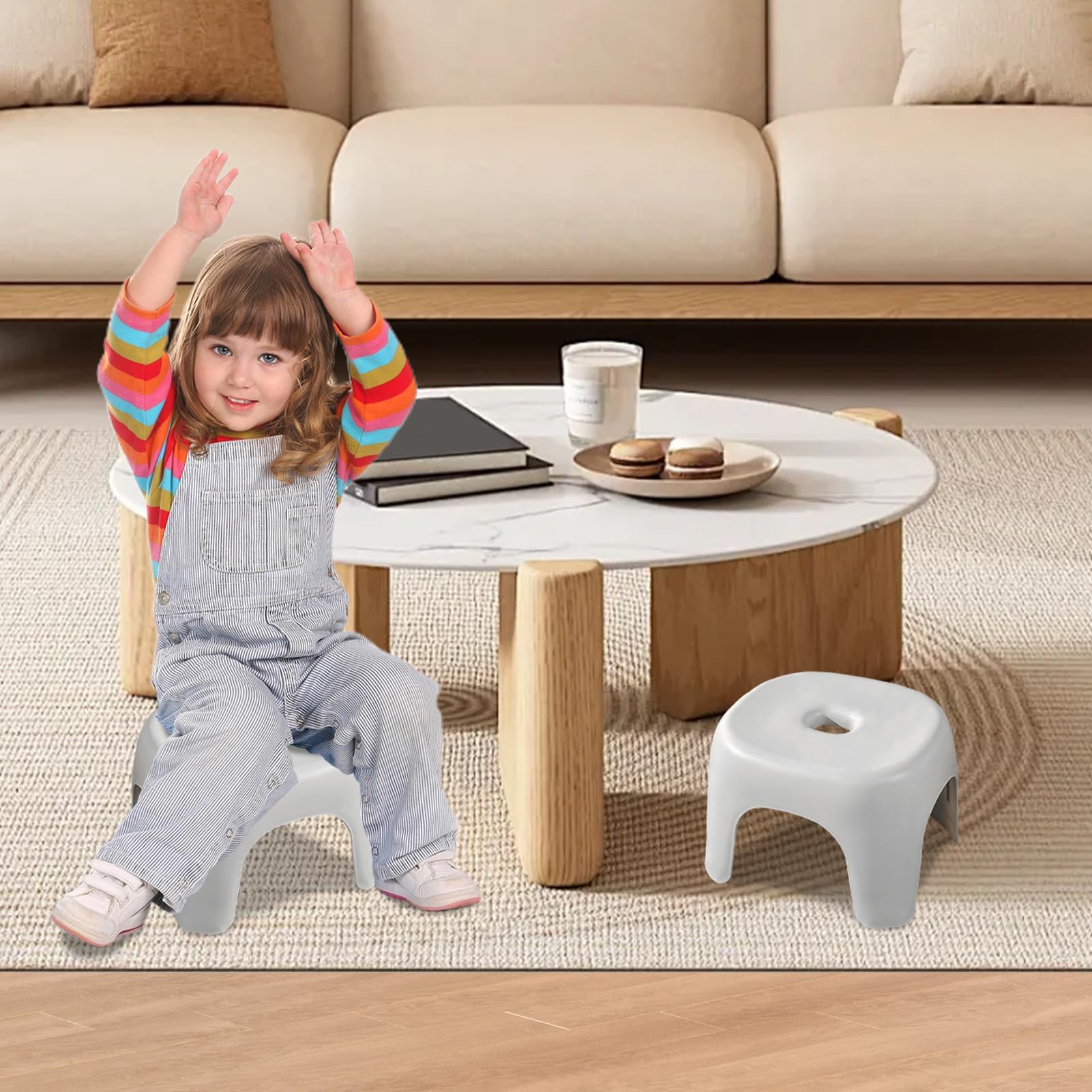 Leichter, tragbarer Tritt, multifunktional, für Küche und Bad, niedrig, zusammenklappbar, ideal für Kinder und Erwachsene, platzsparendes Design