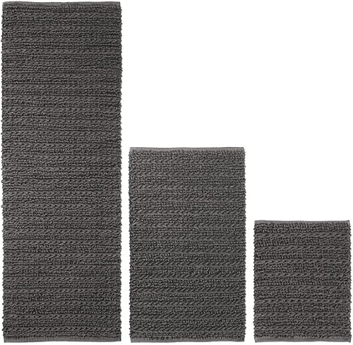 mDesign - Alfombra de spa de lujo, 100% algodón, felpa absorbente de agua, borde decorativo, para baño, tocador, bañera-tinaducha, lavable a disponible en Yaxa Colombia