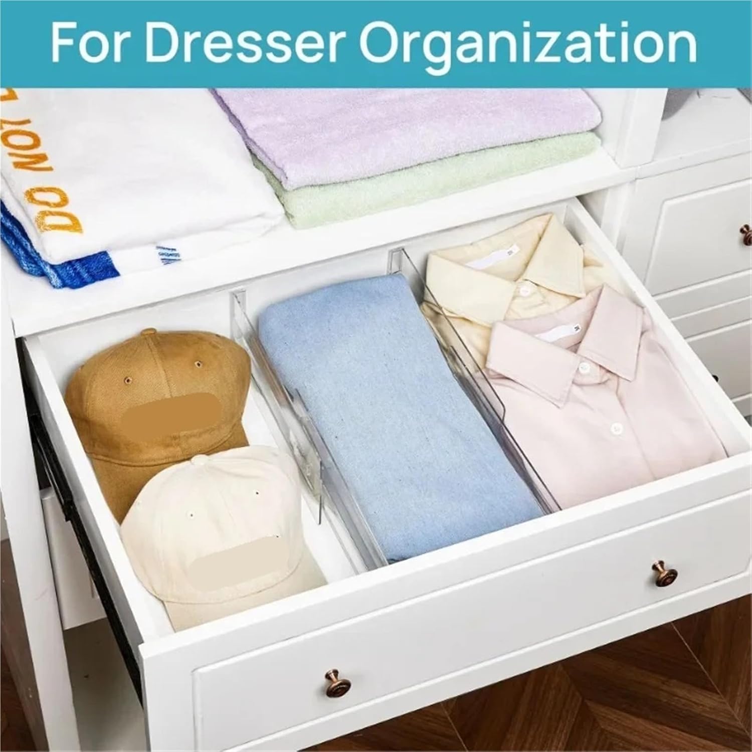 4 Pcs Transparent Divider Clear Plastic Drawer Organizers Storage Bins For Home Office For Clothes