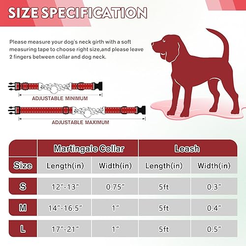 Miniatura 7 de Juego de collar y correa para perro, collar de perro Martingale con hebilla de liberación rápida, correa reflectante para perro y collar ajustable
