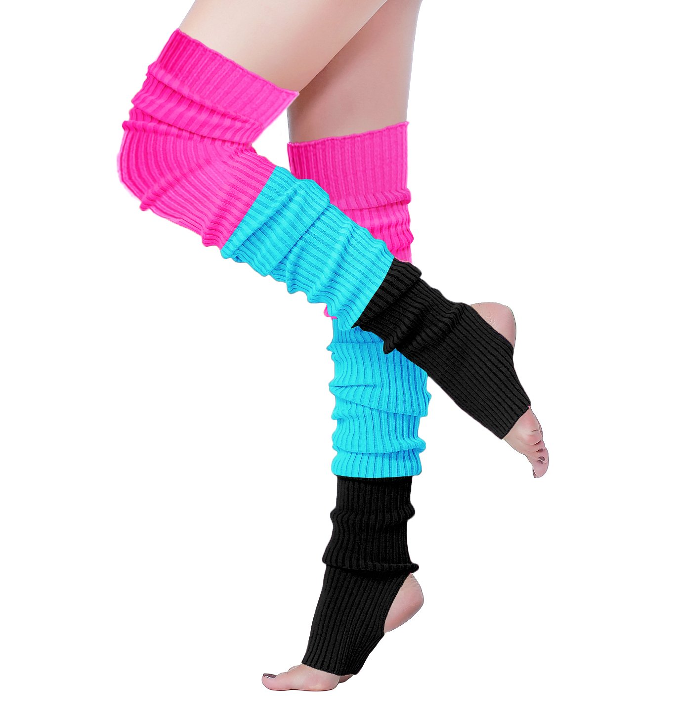 v28 Women’s Neon Knit Leg Warmer for 80s Party Dance Sports Yoga