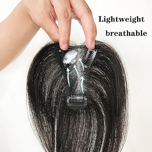 Miniatura 5 de QDHJHH 100 % cabello humano para mujer, con clip, hecho a mano, encaje suizo para cabello fino, 5.1 x 5.9in (10 pulgadas, color natural)