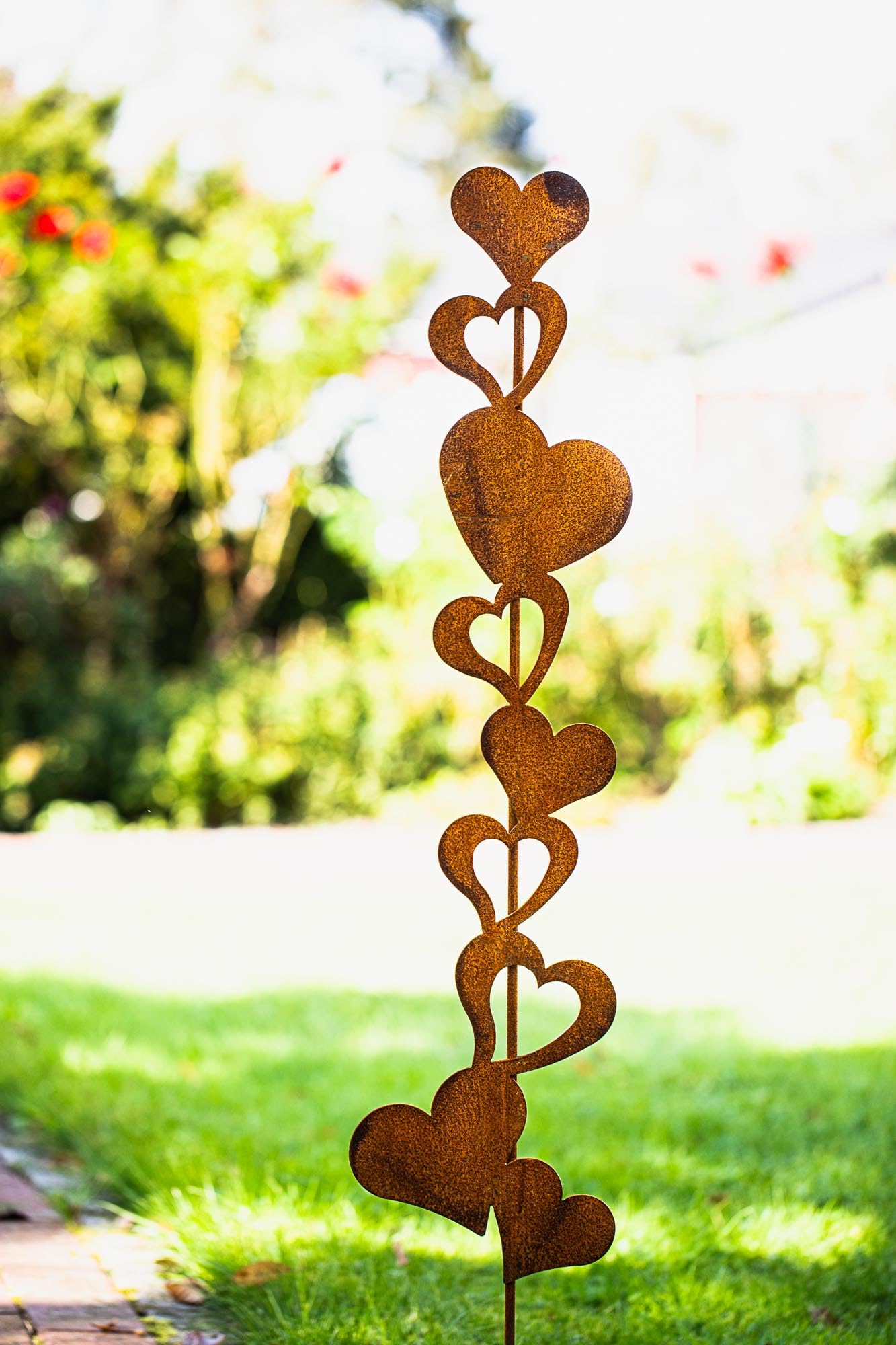 Decorazione arrugginita da giardino a forma di cuore, 118 cm