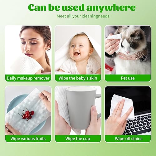 Miniatura 4 de Toallas faciales desechables, 100 unidades, toallas faciales biodegradables para piel sensible, paño facial ultra suave y grueso, toallitas secas