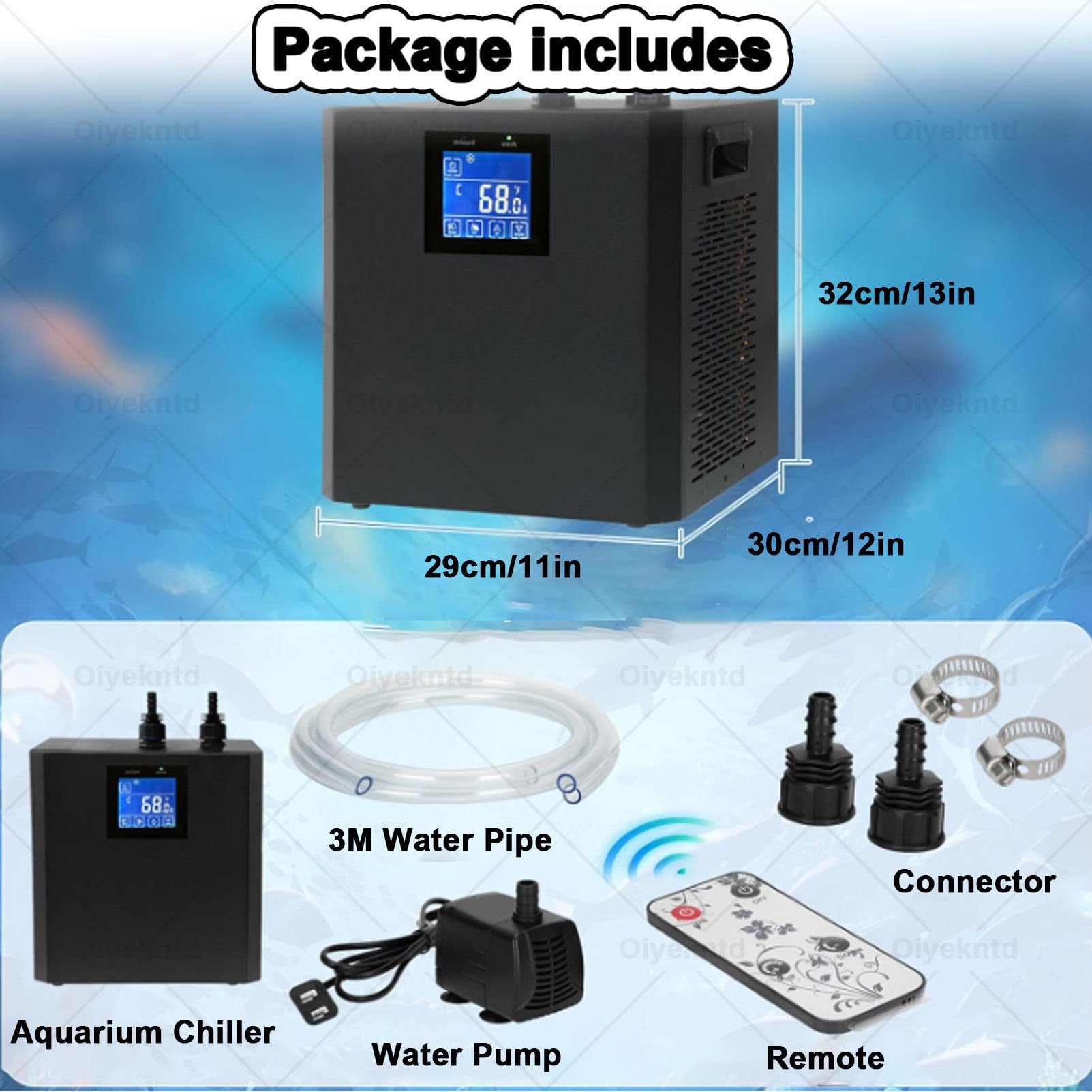 Refrigeratore per acquario, 79 galloni, refrigeratore d'acqua da 1/3 HP per immersioni fredde, sistemas di raffreddamento idroponico per acquario per axolotl, coralli, gamberetti con pompa dell'acqua