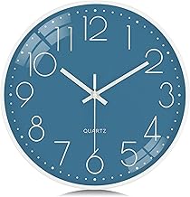 Lafocuse 30cm Orologio da Parete Blu Ceruleo Moderno Silenzioso, Numeri 3D Facile da Leggere, Orologio da Cucina senza Ticchettio Decorazioni per Casa Soggiorno Ufficio Camera da Letto