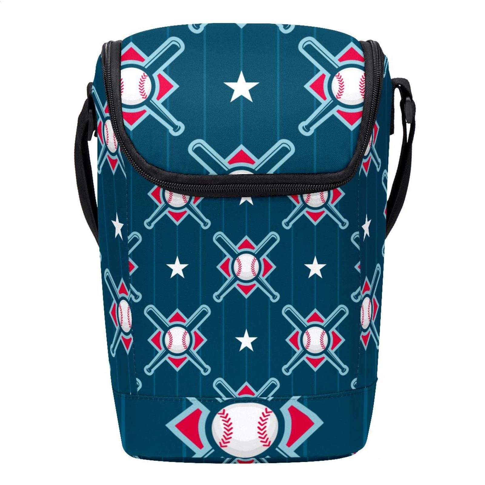 Bolsa de almuerzo de béisbol evita usar plásticos lonchera ligera compacta azul marino
