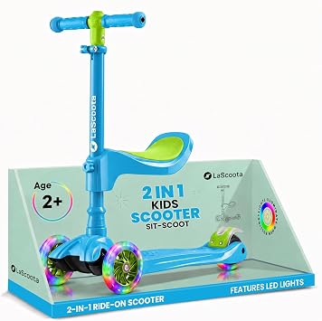 LaScoota 2-in-1 Kids Kick Scooter for Boys & Girls with Seat