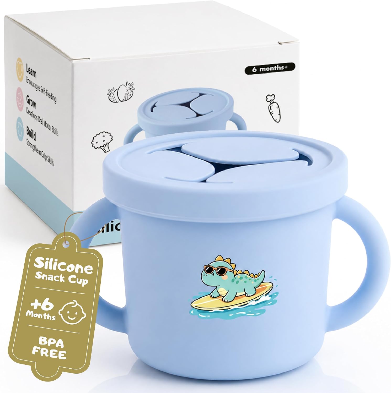 Silicone Snack Cup, Toddler Snack Container, Spill Proof