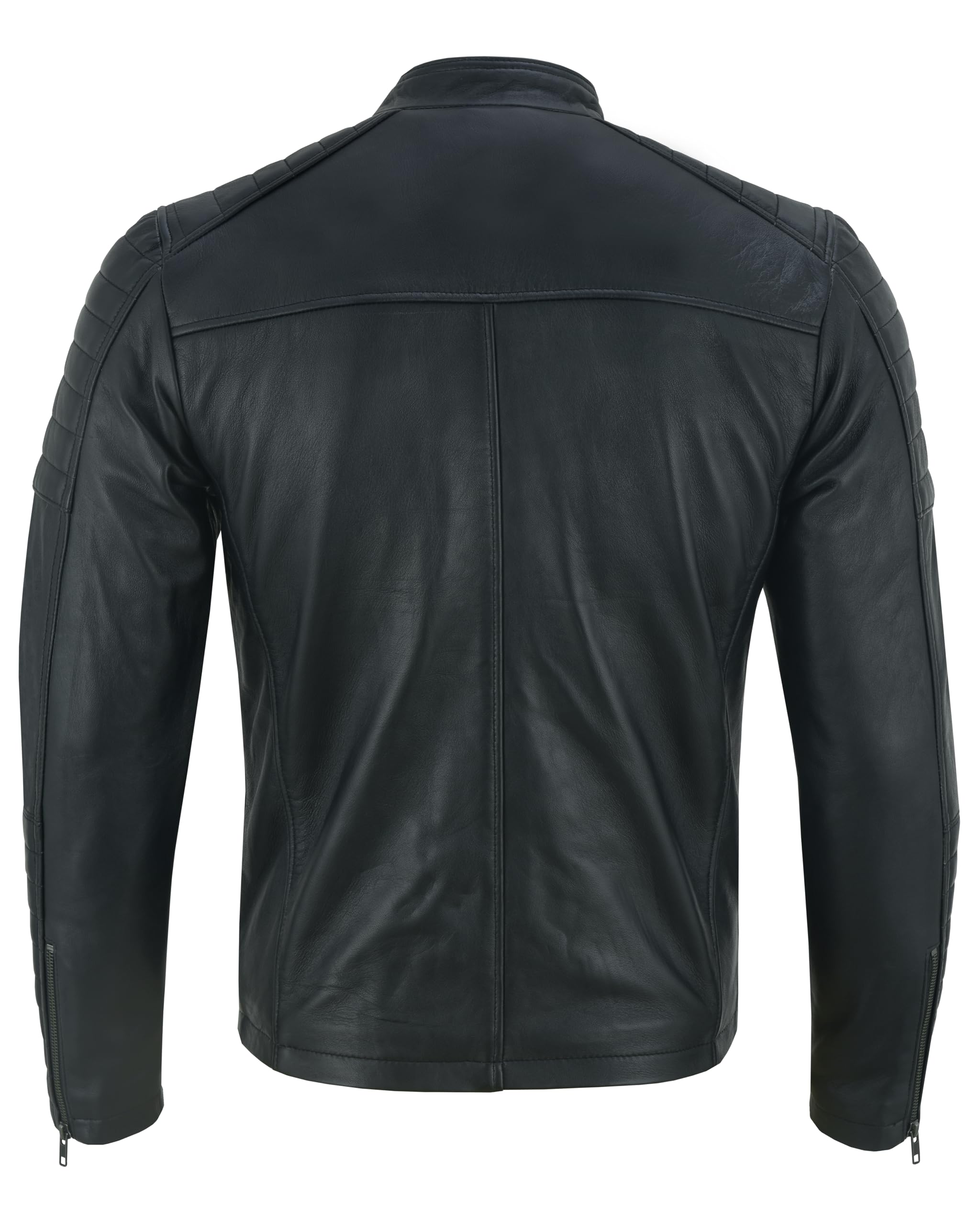 Vance The Leather Company Herren Echtleder Bikerjacke aus 100% Lammleder