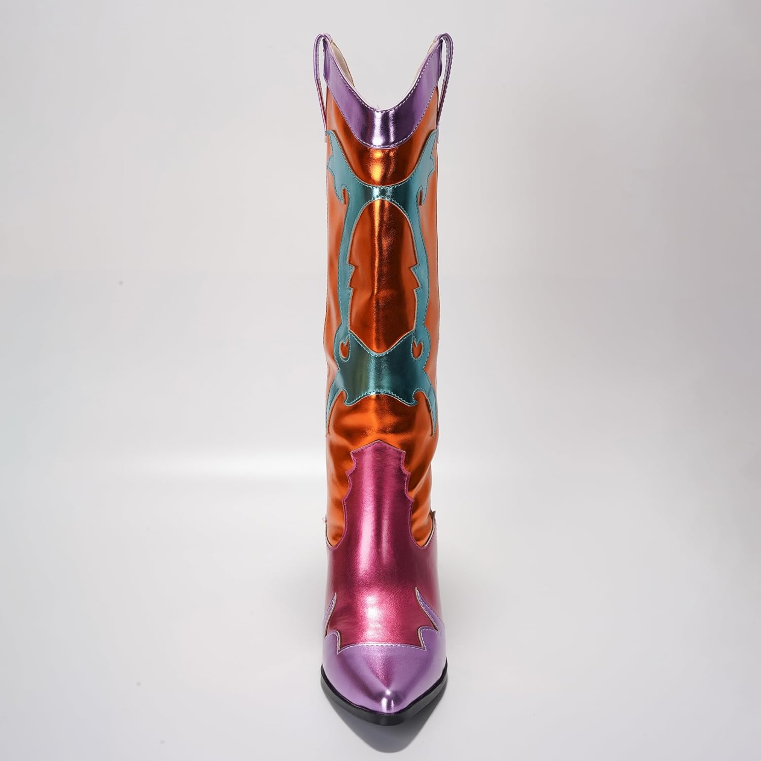 Cape Robbin Women's Metallic Colorblock Cowboy Boots Mid Calf 3 Inch Heel - Multicolor Western Boots with Pointed Toe & Comfort Footbed (Juliana) - Image 5