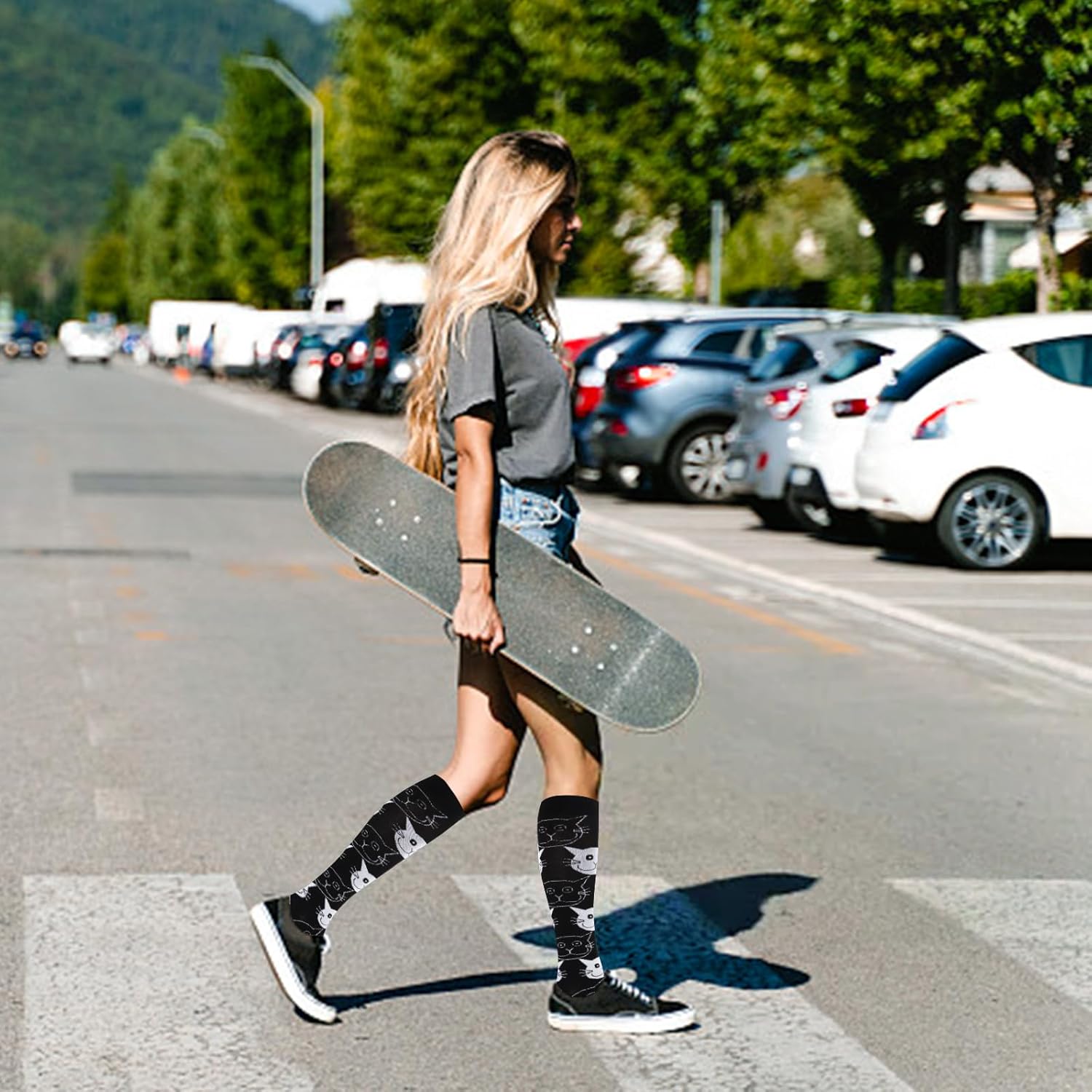 Junely Compression Socks for Women Knee High Socks for Running Athletic Nurses Work Support Travel Flight Sports - Image 3