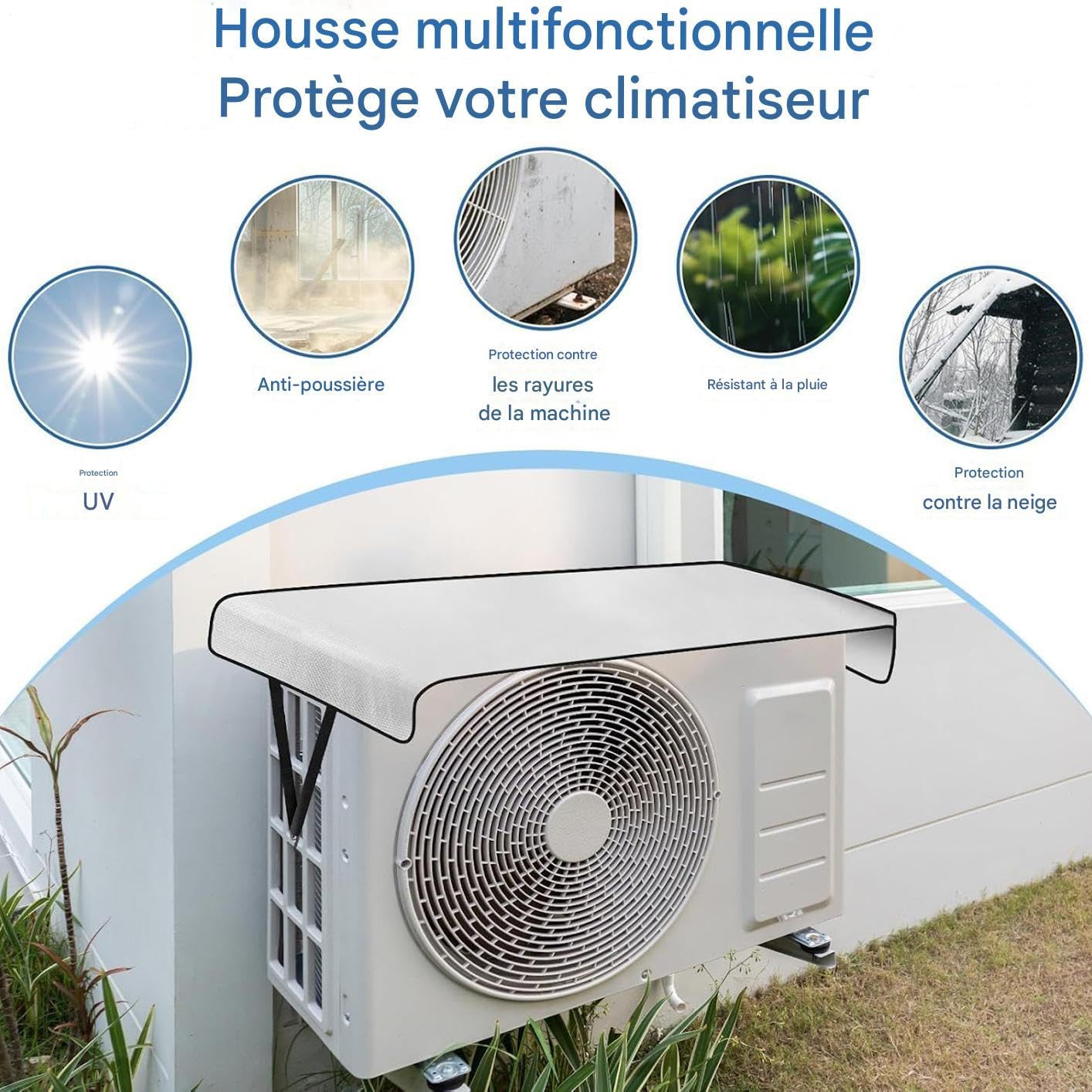 Housses de Protection pour Unités Extérieures de Climatiseur | Protection Étanche pour Clim - Pare-Soleil Imperméable pour Climatiseur Extérieur offrant une contre la Chaleur Estivale et le