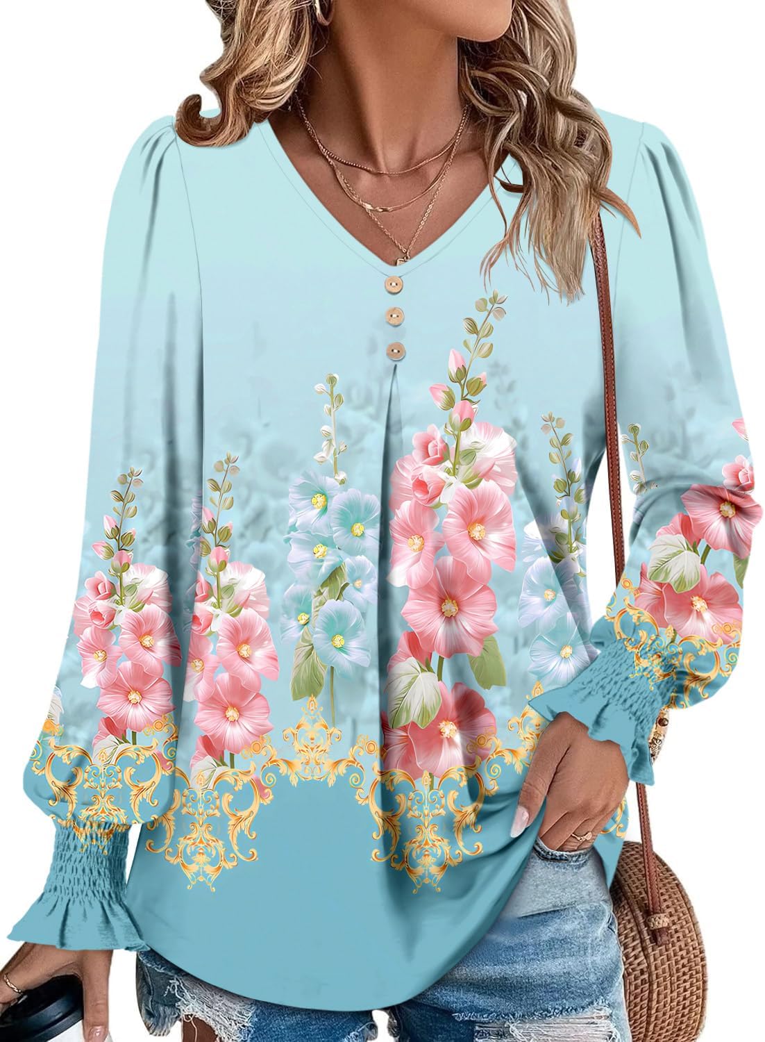 Angerella Long Sleeve Shirts For Woen Cofy V Neck Fall Tops Dressy...