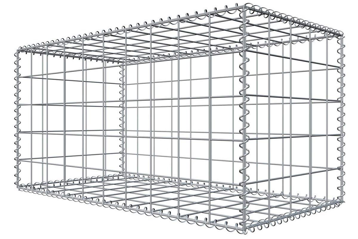 Gabbione 100x50x50 cm - Maglia 10x10 cm - Barriera Acustica Aiuola Rialzata - Gabbia Pietra Spirale - Zincato Caldo Riempibile - Galvanizzato Filo Acciaio Giardino Esterno Muro Sassi