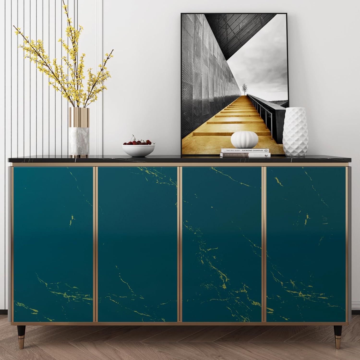 YENHOME Lustrous Countertop Contact Paper Marble Contact Paper for Countertops Peel and Stick Waterproof 17.7"X200" Marble Peel and Stick Wallpaper for Bathroom Vinyl Laminate Sheets for Cabinets