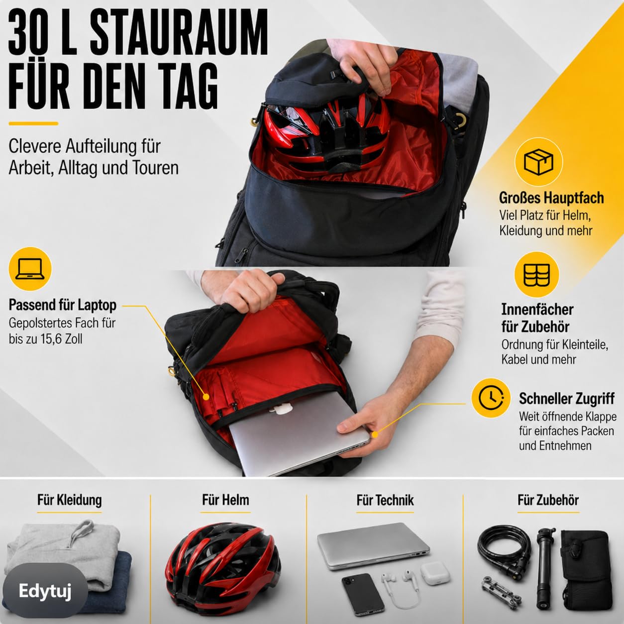 WOZINSKY Sacoche de vélo 2 en 1 pour porte-bagages arrière - Étanche - 30 l