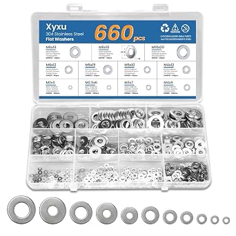 Stainless Steel Washers for Screws & Bolts, 660pcs Small Metal Washers