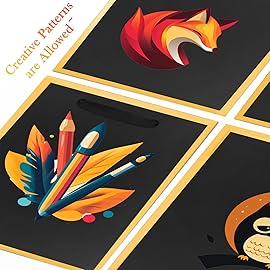 SHIPKEY 10 Pcs Black Gift Bags with Gold Frame and Tissue Paper, 8.7x3.9x7.1 Inches Luxury Kraft Paper Bags with Handles, Bulk Gift Bag for Men, Groomsmen, Party, Wedding (5 Senses, 22x10x18 cm)