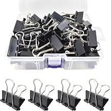 60 Pack Binder Clips Medium, 1.25 Inch/32mm Black Binder Paper Clips with Container,Big Paper Clamps for Office Supplies, Home, School,Business Document Organizing Paperwork Black