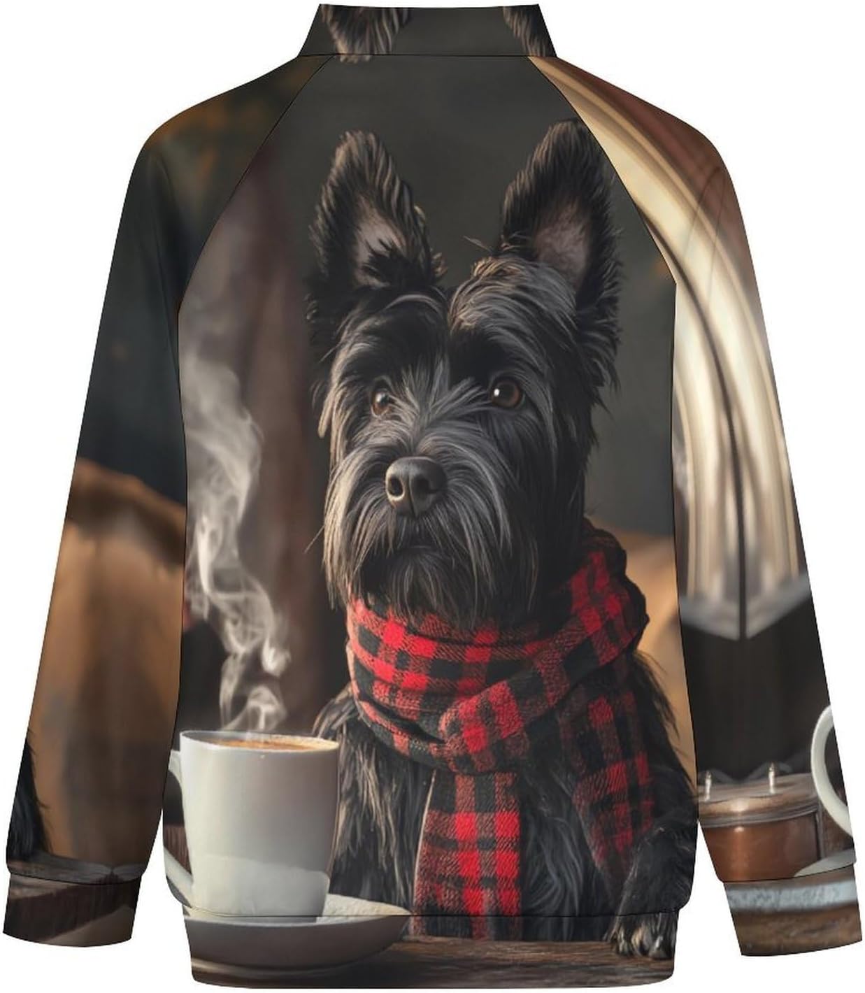 Cute Scottish Terrier Dog Men's Zip Up Sweatshirt Casual Sweater Jackets Long Sleeve Tops Lightweight Coat