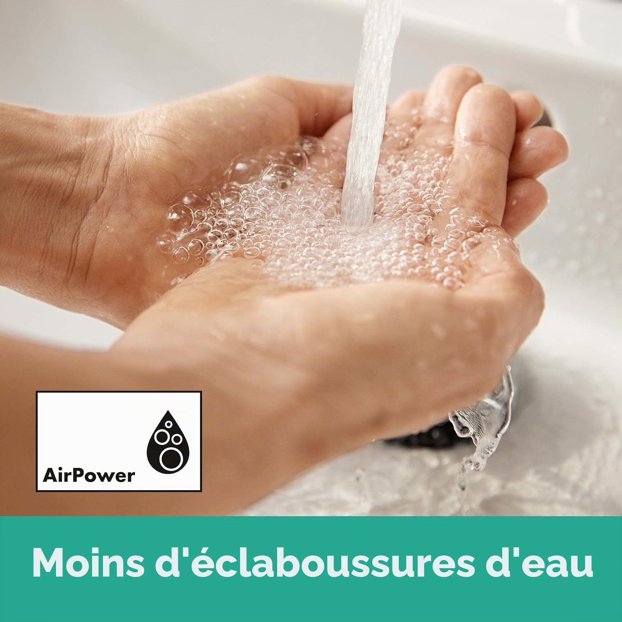 hansgrohe Rebris E - Mitigeur de lavabo eau froide sans tirette ni vidage, Robinet de salle de bain avec hauteur sous bec 84 mm, économie d'eau (EcoSmart), Chromé, 72506000