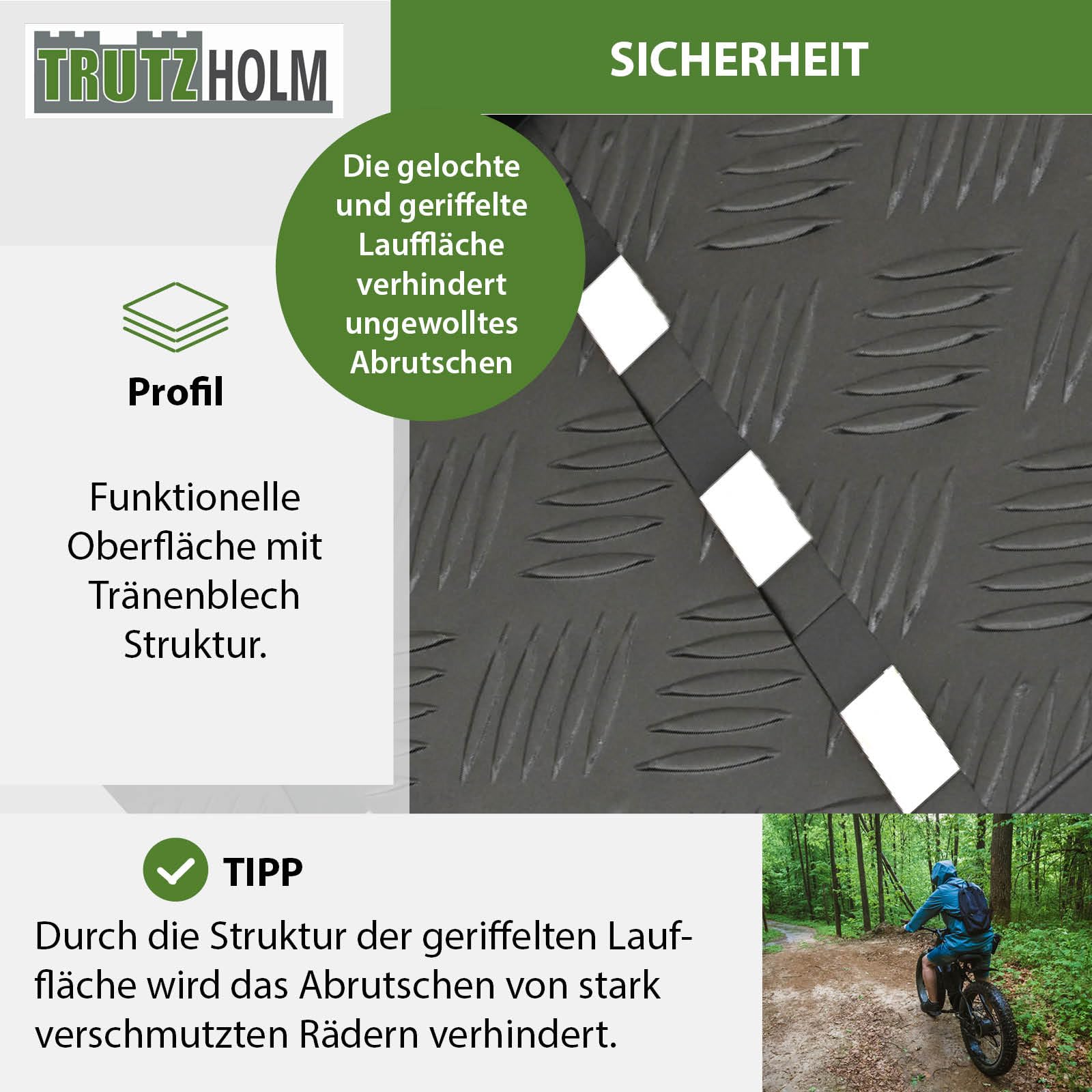 TRUTZHOLM 1 x Auffahrrampe 226 x 28,5 cm Traglast 680 kg Alu klappbar geriffelt Tränenblech schwarz Motorradrampe Quadrampe