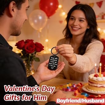 iWenSheng Drive Safe Keychain for Boyfriend Husband - Drive Safe Handsome I Need You Here With Me Keyring, Birthday Valentines Day Gifts for Him Men